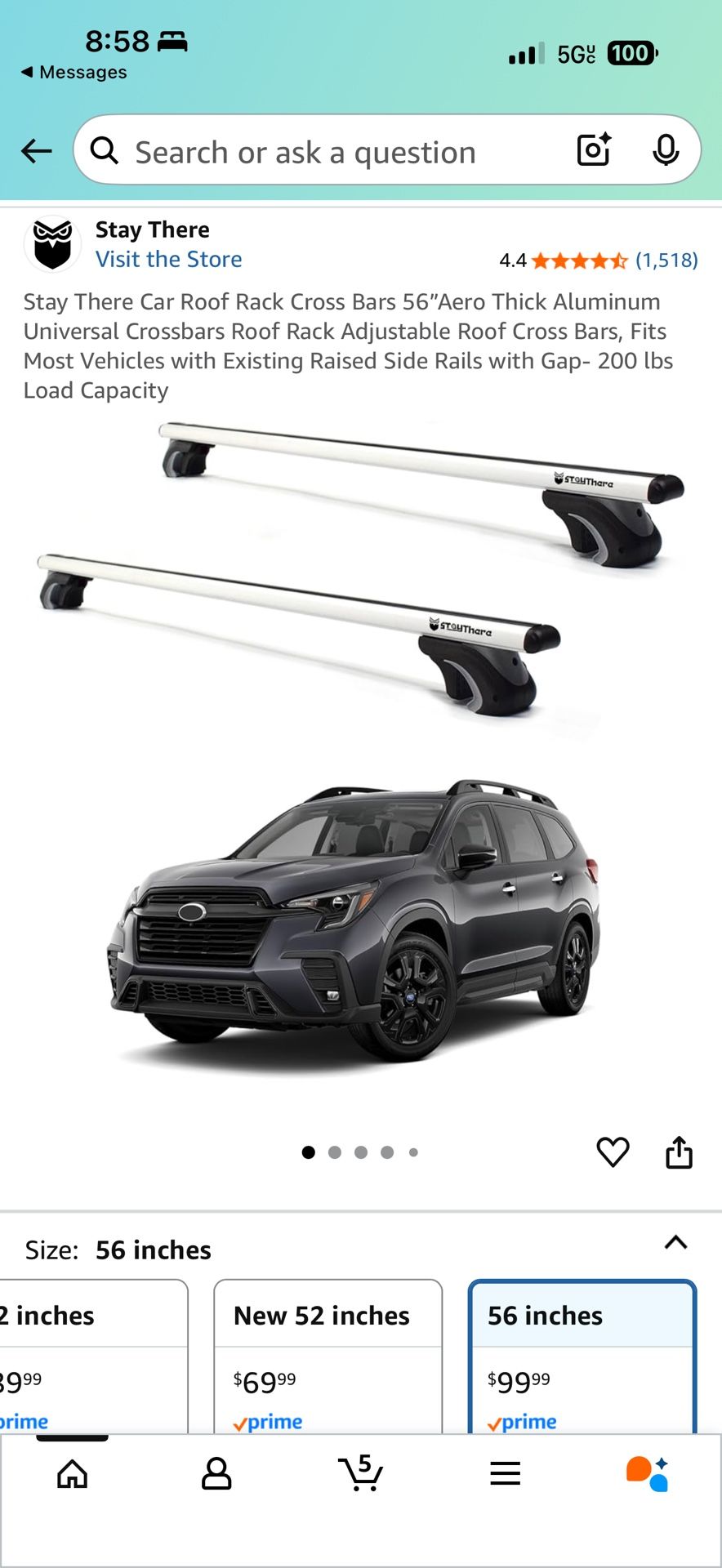 Stay There Car Roof Rack Cross Bars 56”Aero Thick Aluminum Universal Crossbars Roof Rack Adjustable Roof Cross Bars, Fits Most Vehicles with Existing 
