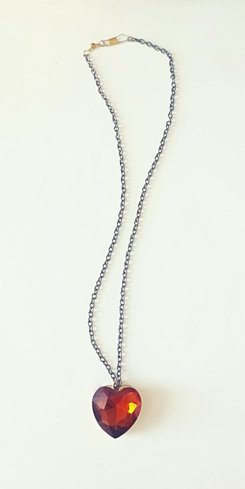 Amber Crystal Heart Pendant Necklace