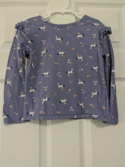 jumping beans Lavender Unicorn Ruffle-Shoulder Long Sleeve Tee Girls Size 5T