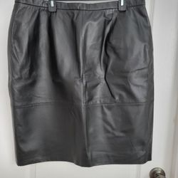 Leather skirt.