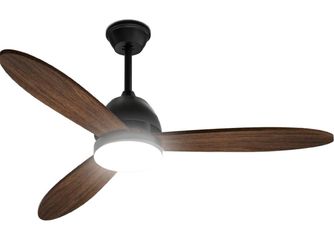 Mollie 52" Ceiling Fan with Light, Modern Low-Profile Design - 3 Rustic Wood Blades, 6-speed Remote Control, Reversible DC Motor for Quiet Summer Airf