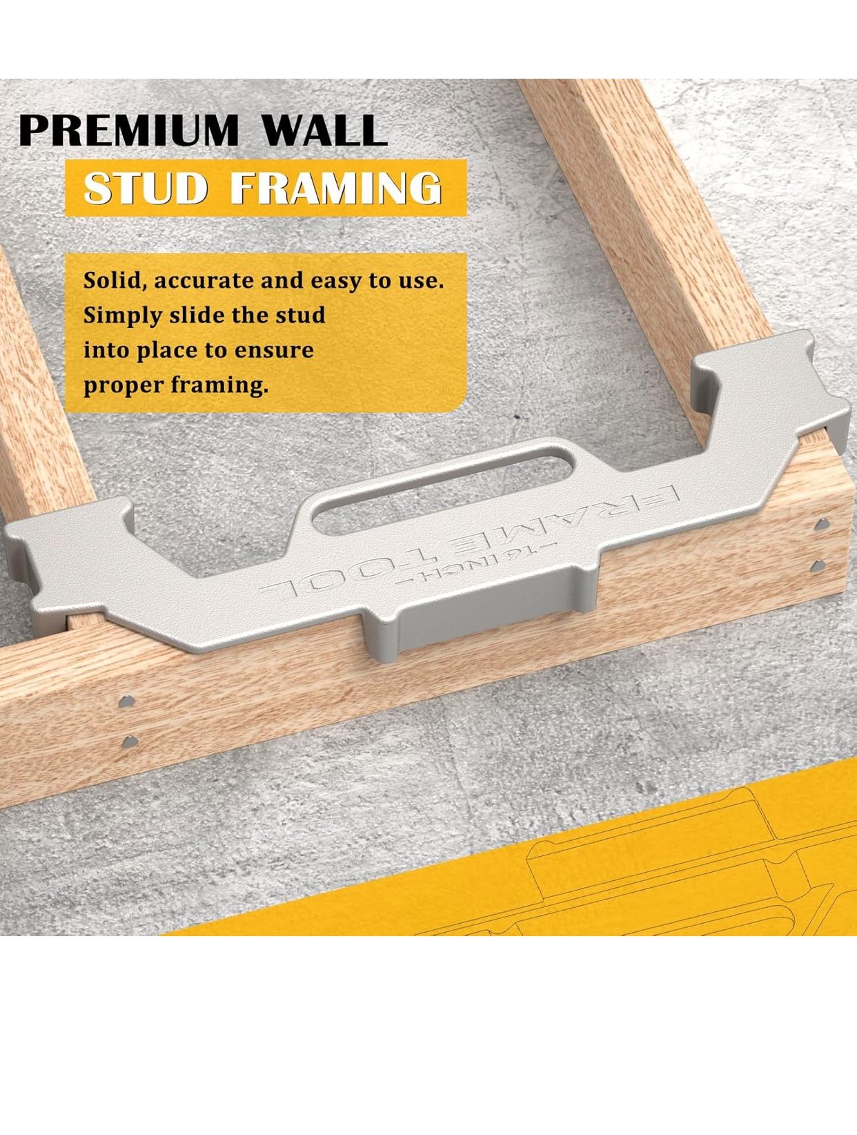 16 Inch On-Center Stud Layout Tool,100% Cast Aluminum Framing Spacing Tool,Premium