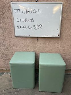 Cube Ottoman – Mint Green Faux Leather
