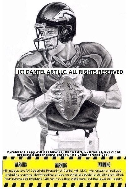 JOHN ELWAY SHANNON SHARPE ROD SMITH MIKE SHANAHAN TERRELL DAVIS Super Bowl 32 & 33 Denver Broncos Lithograph Pencil drawing print set 8x10 Limited Ed