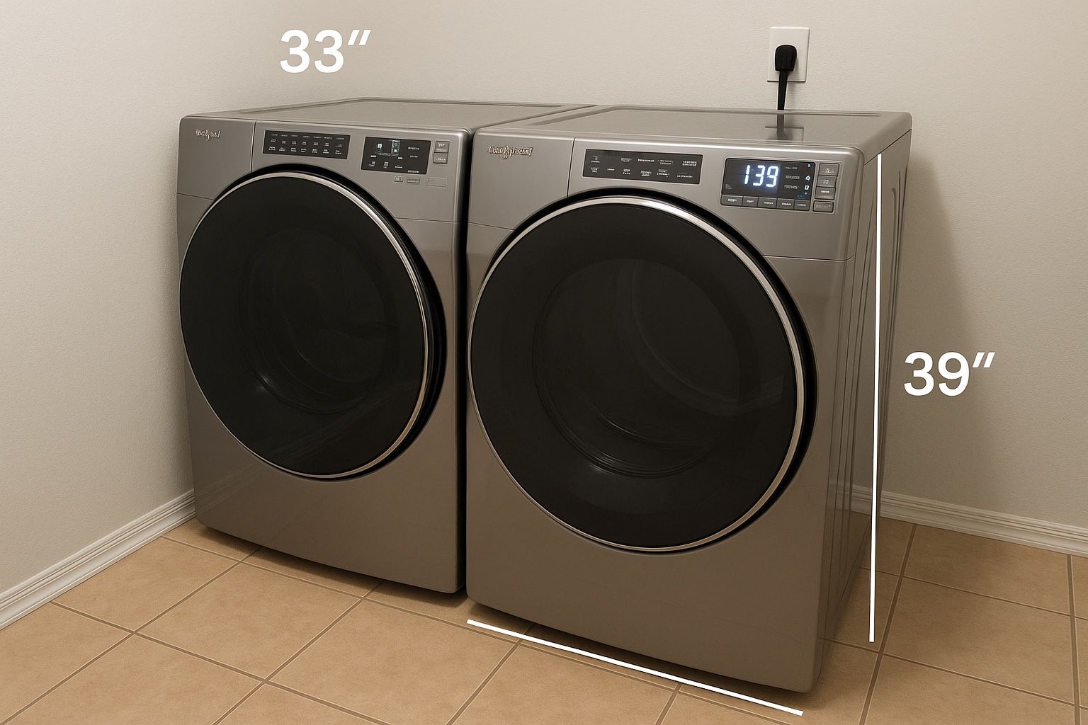Whirlpool® Chrome Shadow Laundry Pair with a 4.5 cu. ft. capacity front load washer and a 7.4 cu. ft