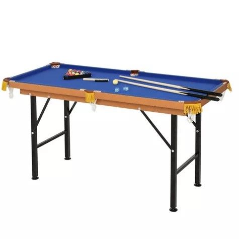 Portable Folding Billiards Table Game Pool Table Cues, Ball, Brush, Chalk