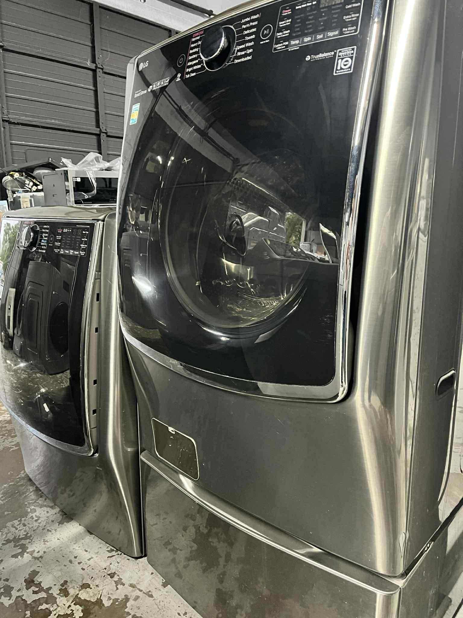 LG 5.8 cu. ft. Large Smart Wi-Fi Enabled Front Load Washer And 9.0 Cu. Ft. Vented SMART Electric Dryer in Stainless Steel