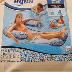 NEW Aqua Leisure Lounge Chair versatile water float cool weave fabric cover pool Cup Holder Blue