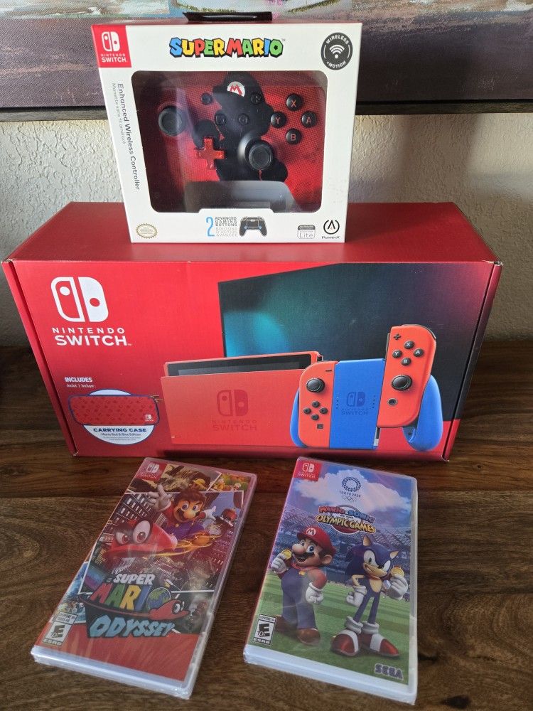Nintendo Switch Red And Blue Super Mario Special Edition Bundle (Brand New)