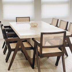 Vintage Italian Polished Marble Travertine Live Edge Dinning Table Maurice Villency