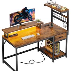40” EnHomee Dark Wood Computer Desk with Additional Storage