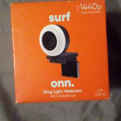 Onn. Surf 1440p Video Resolution Ring Light Webcam W) Autofocus