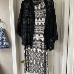 NWT 20W Black and White Tank Dress with Black Jacket