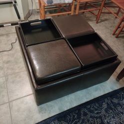 Leather Ottoman/Table With Storage