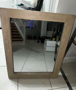 MIRROR. Wood Framed Wall Mirror, 34x28 