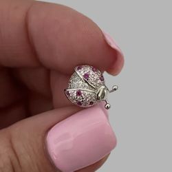 Sterling Silver 925 Lady Bug Charm For Pandora Bracelet 