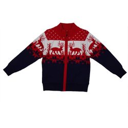 NEW Boys 4T FAIR ISLE Christmas Deer Knit Cardigan