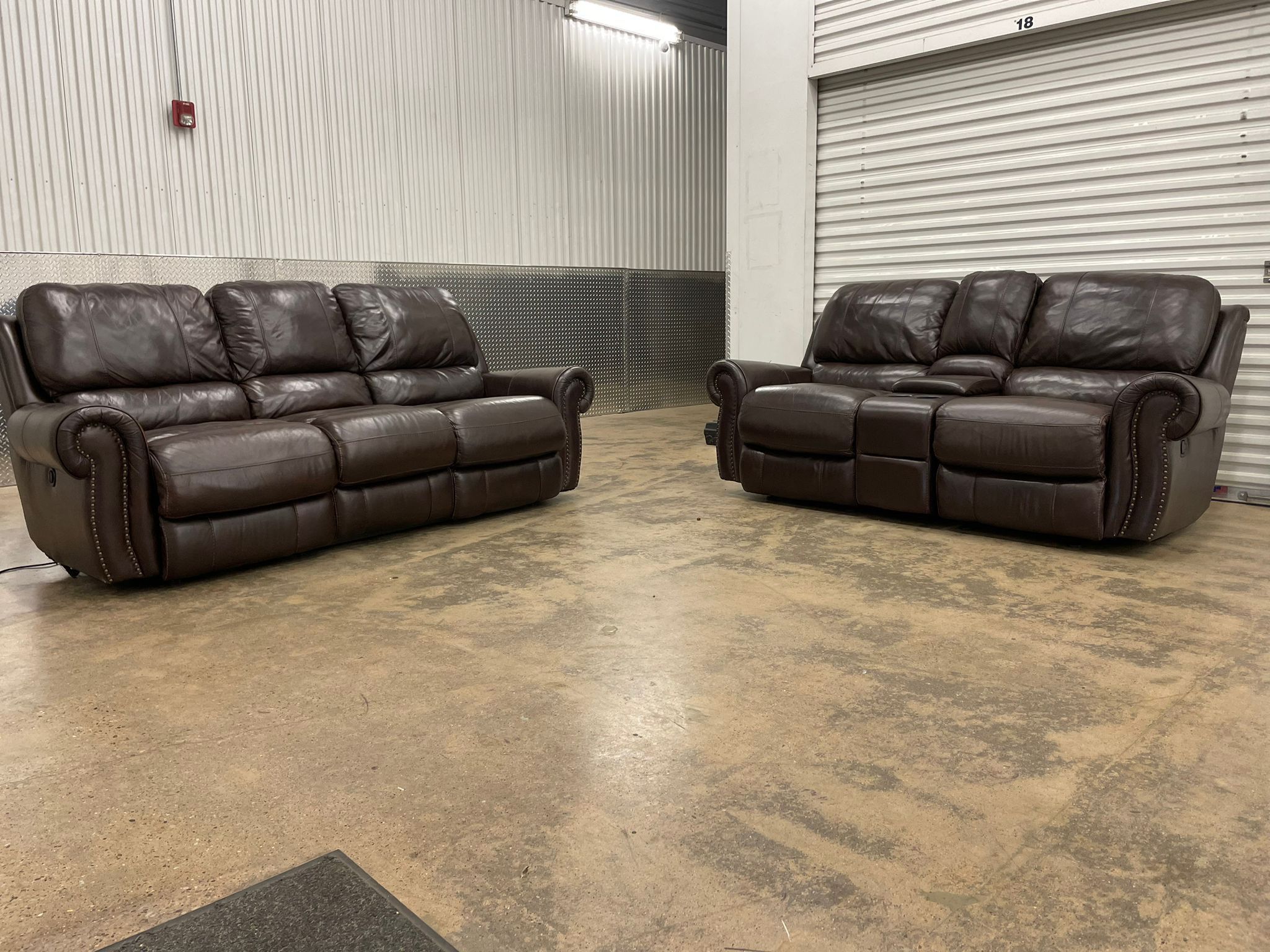 Brown Sofa And Loveseat Leather Power Recliner ! for Sale in Dallas, TX