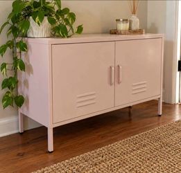 Pink Metal Two-Door Storage Cabinet