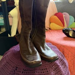 Dark Brown Leather Knee High boots