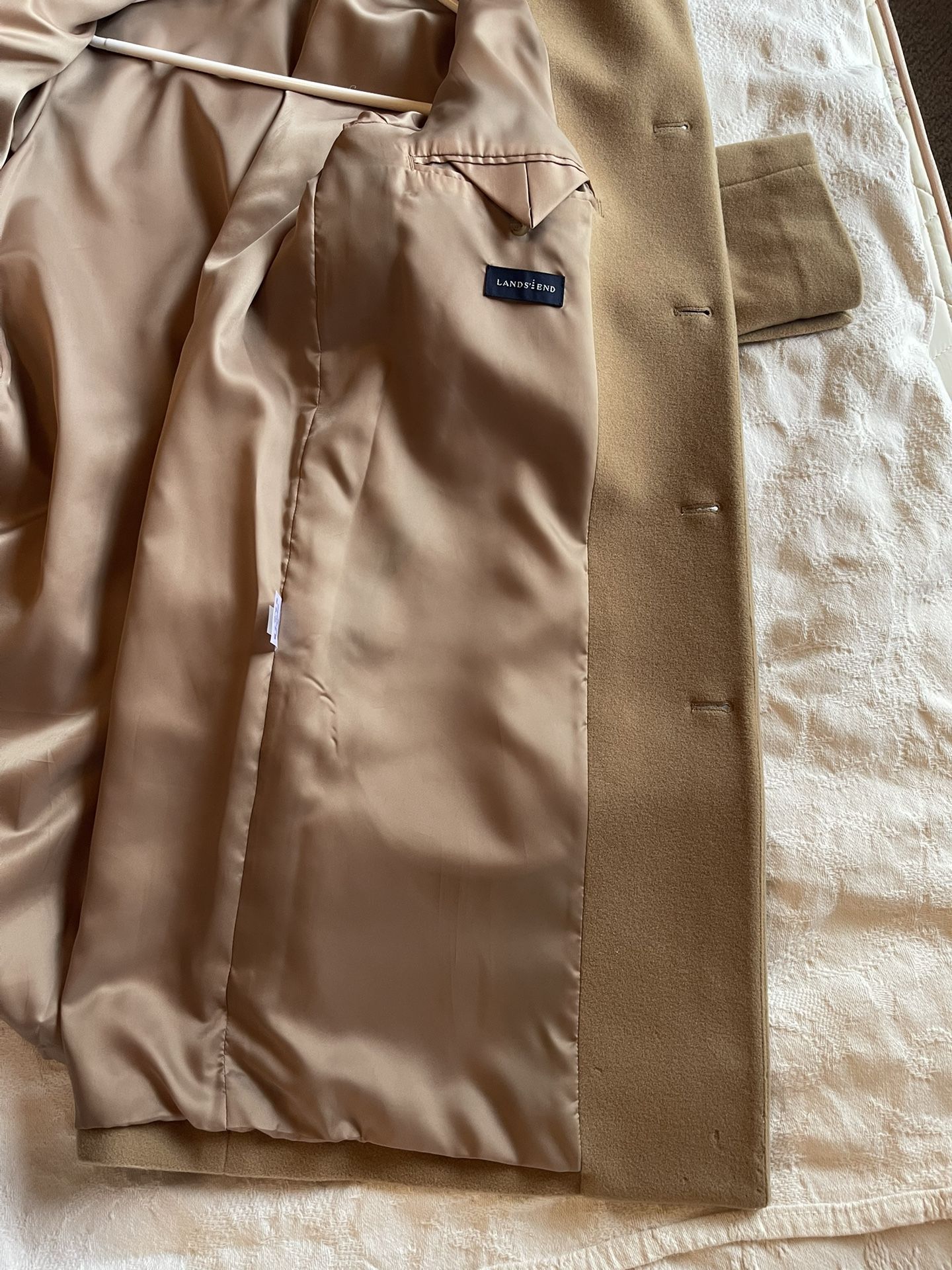 Lands End - Men’s - Medium - Camel Wool Trench Coat - USED