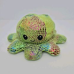 Reversible Octopus Stuffed Animal Small 9 in Green Multicolor Plush Toy(CODE045)
