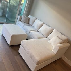Brand New Cream Sectional With Free Ottoman 