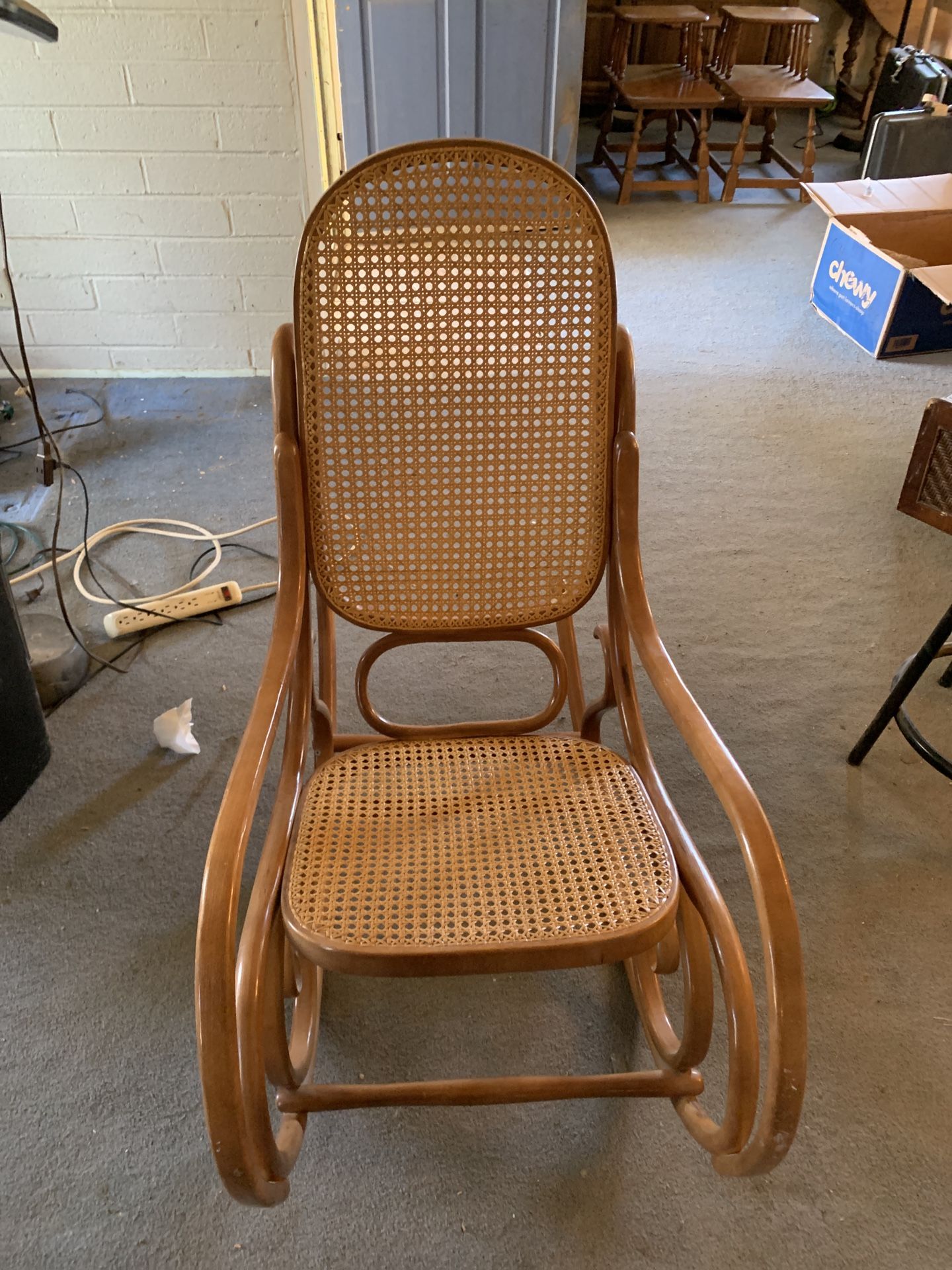 Rare Thonet Bentwood And Cane Rocking Chair.