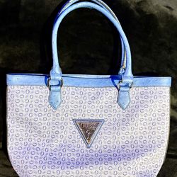 Guess Light Blue & Beige Authentic Purse Handbag