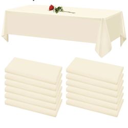 24 Pack Beige Tablecloths for Rectangle Tables Stain and Wrinkle Resistant Washable Polyester Tablecloth 60 x 126 Inch Table Cloth Rectangle Table 6 F