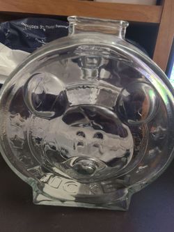 Mickey and Minnie glass bank