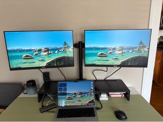 Dual ASUS VA24D 24” Monitors + WALI Dual Articulating Desk Mount