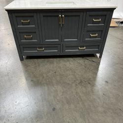 60” Bathroom Vanity In Charcoal  Blue Cookie 