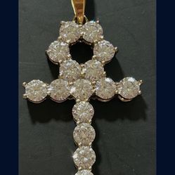 GG MICRO DIAMOND ANKH GOLD NECKLACE PENDANT 18KGP