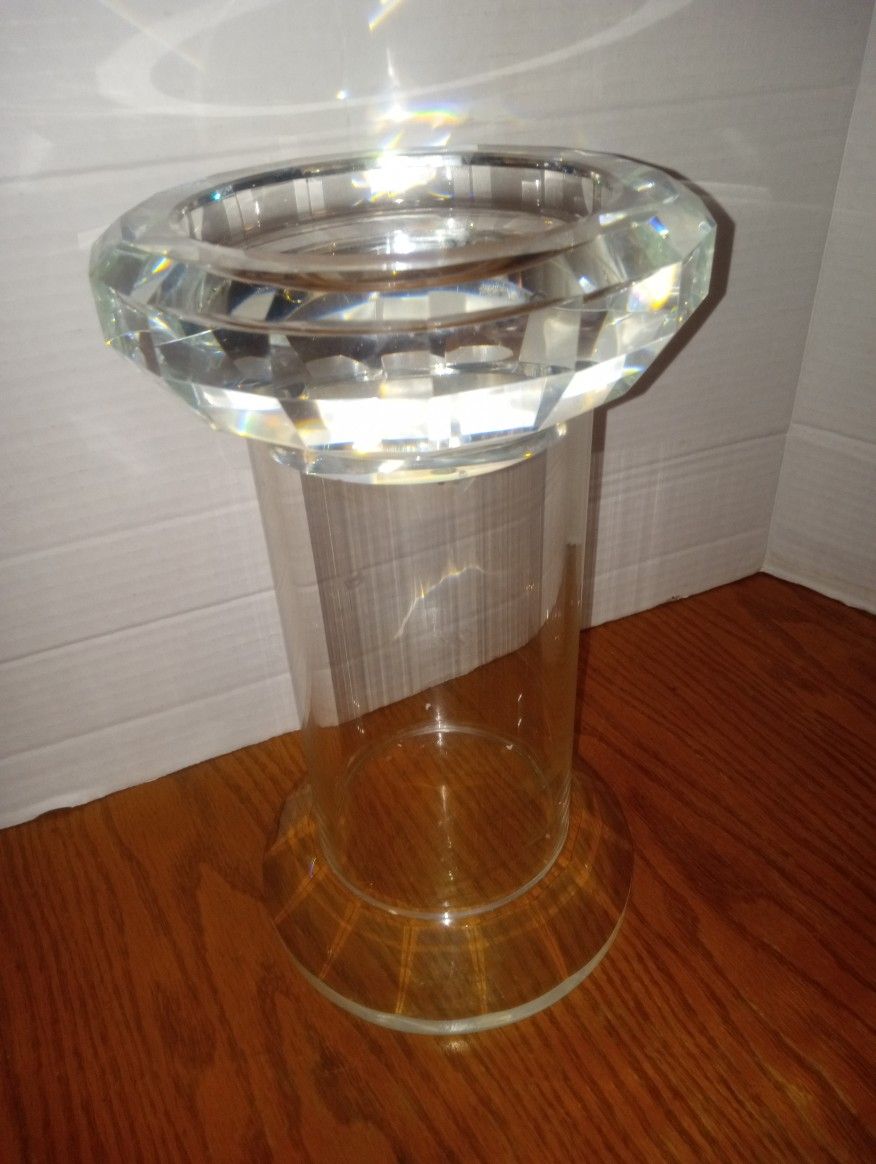 Rare Vintage Duncan Miller 10"+6" Prism Cut Crystal Piller Candle Holder $75 Firm