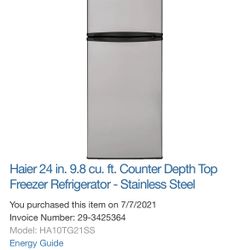 Haier 9.8 cu ft Refrigerator 