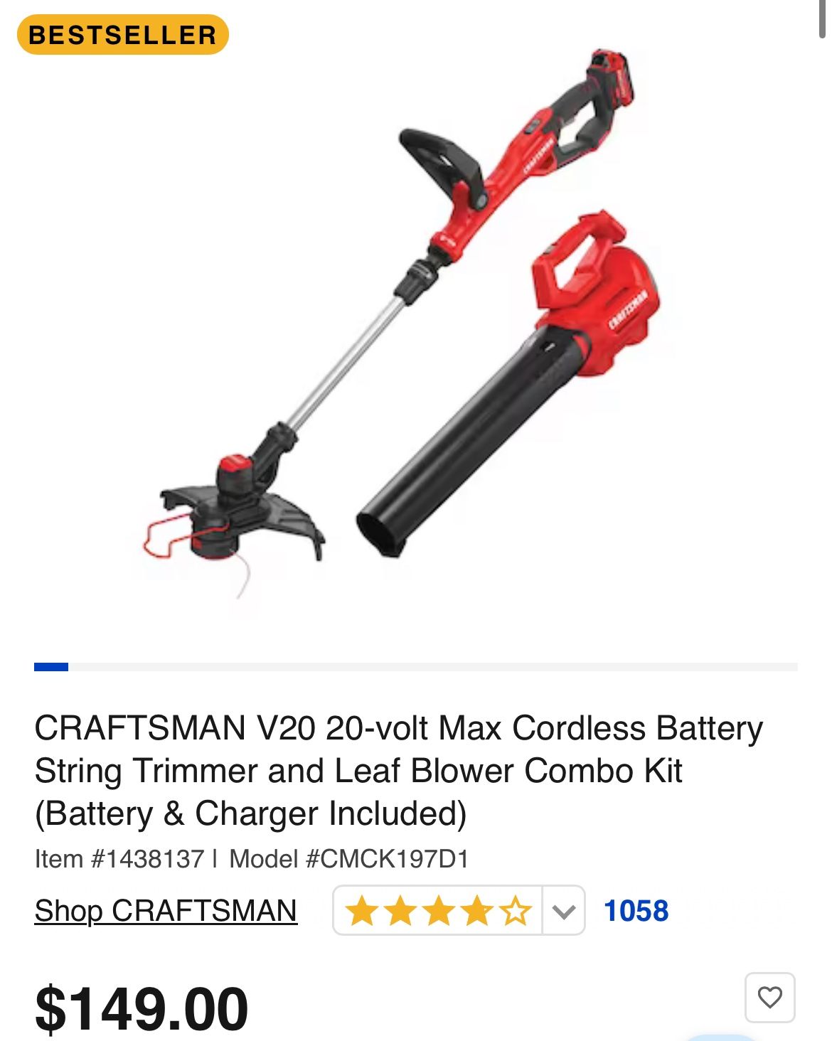 String Trimmer and Leaf Blower Combo Kit
