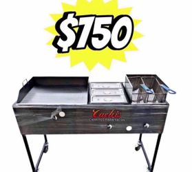 24" Griddle With 3 Warming Trays And Deep Fryer | Includes Hose With Regulator And 2 Baskets