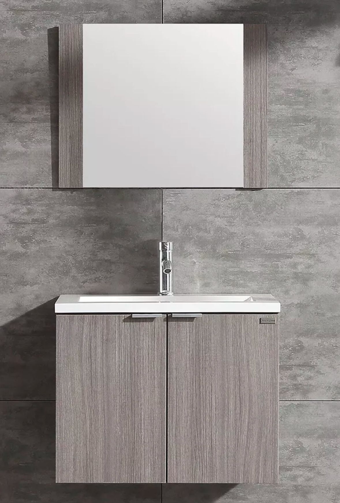 24" Wall Mount Bathroom Vanity Wood Cabinet Set Undermount Resin Sink Combo