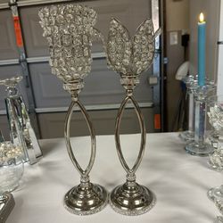 Silver And Bling Candle Holders