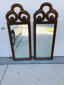 Mid Century Vintage Pair of Matching Mirrors