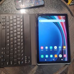 Tablet with protective case and Bluetooth keyboard