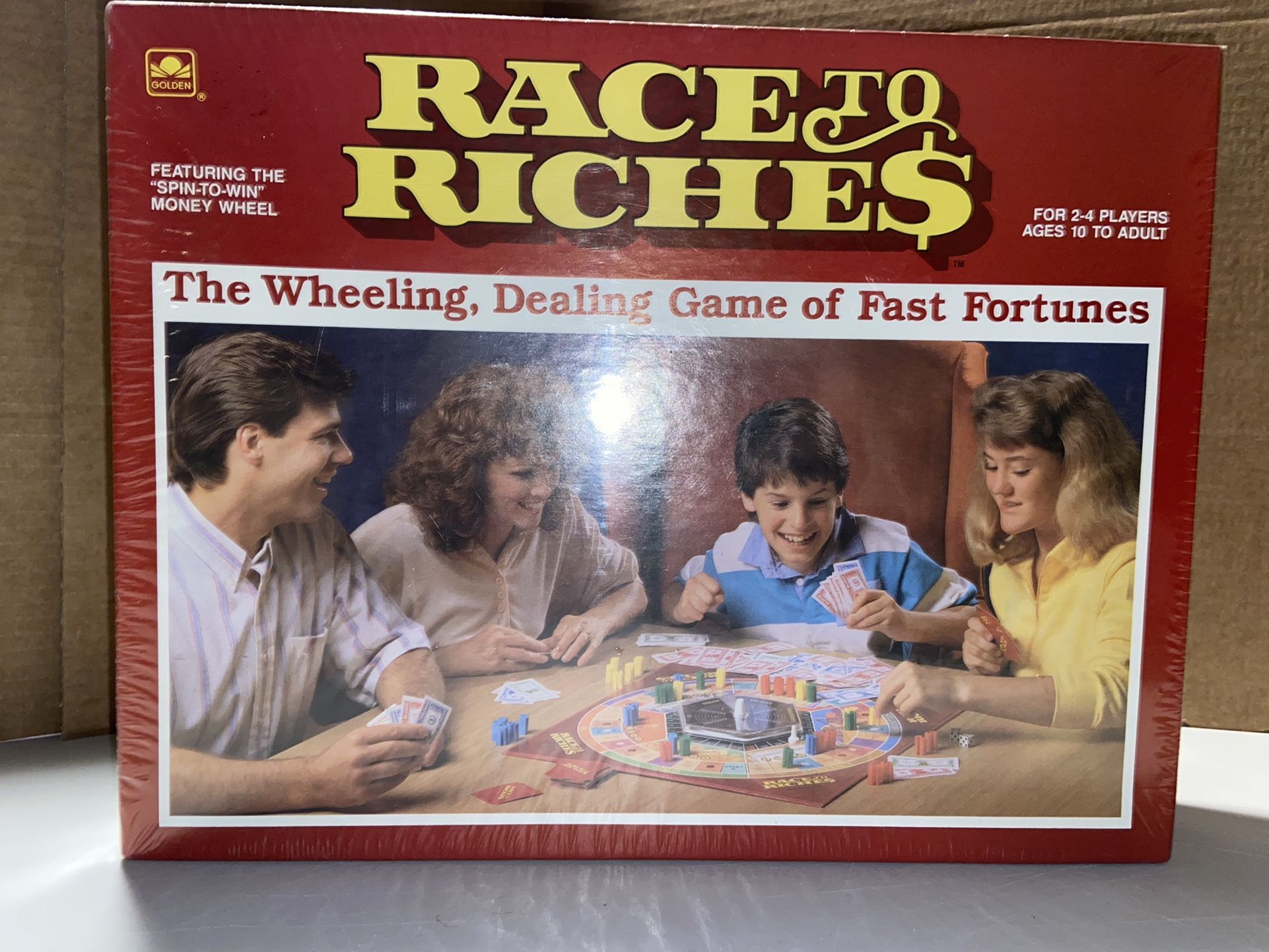 Vintage 1989 Race to Riches Golden Board Game NEW