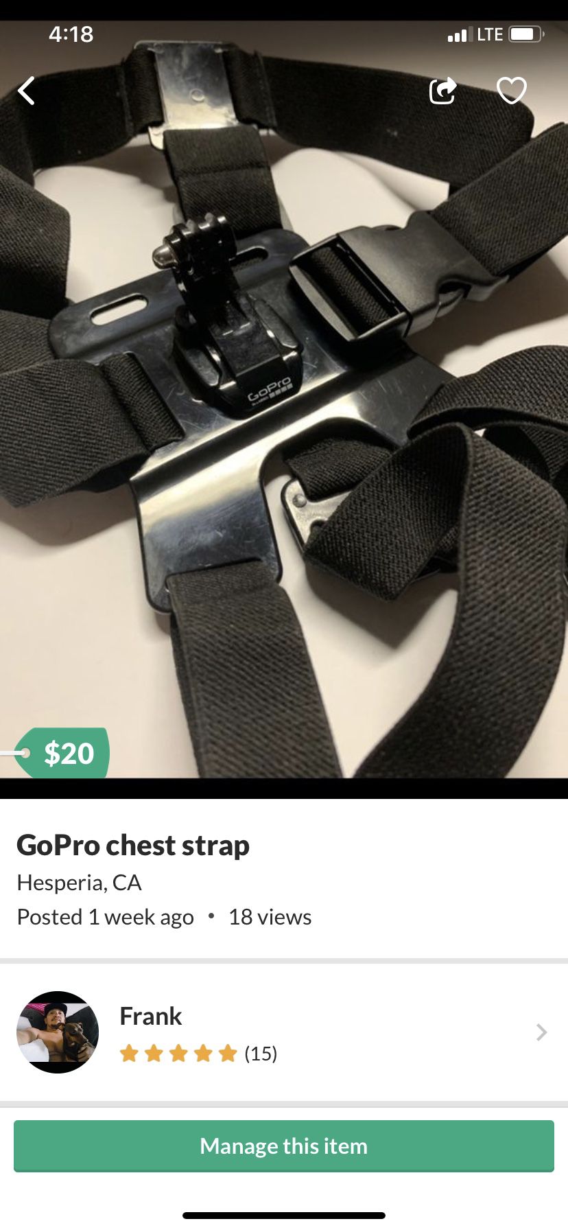 GoPro chest mount