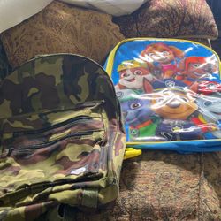 New Book Bags, 1 Camo 1 Paw Patrol