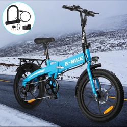 Axiniu 20" Electric Bike for Adult Fat Tire Folding City Bicycle-Commuter Ebike