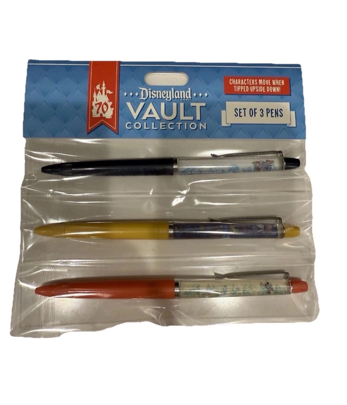 Disney Parks Disneyland 70th Anniversary Vault Set of 3 Pens 2025 New Sealed