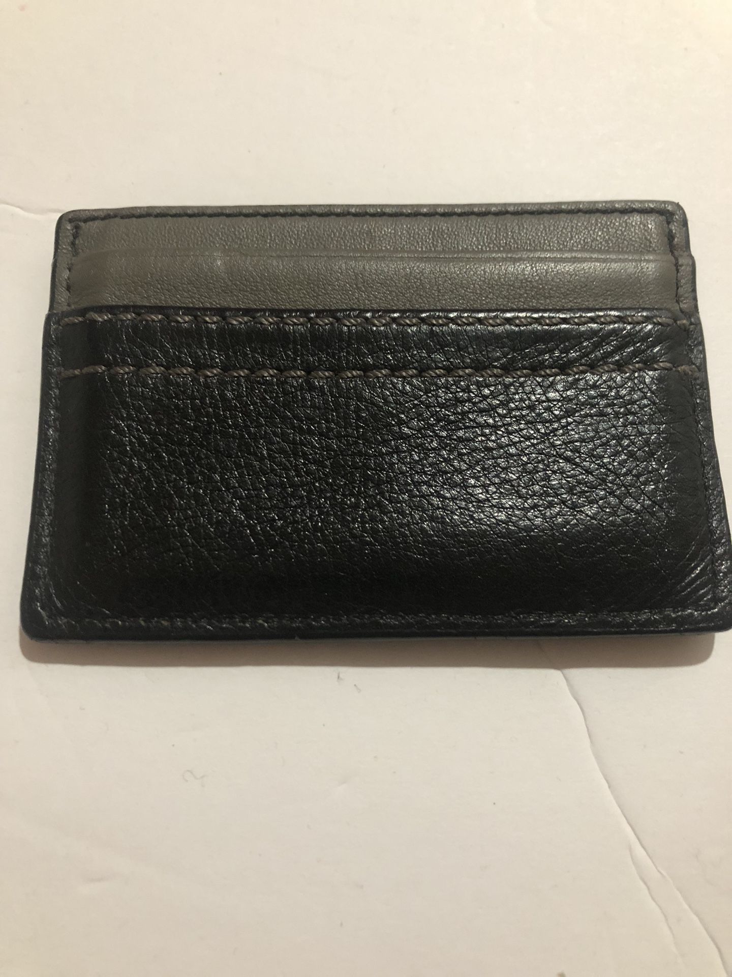like new coach small card case leather black gray