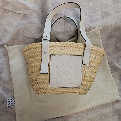 Loewe Straw Splicing Womens Handbag Basket Bag
