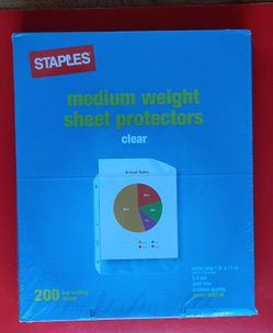 New & Sealed 
Staple. Medium weight sheet protection  clear x 200